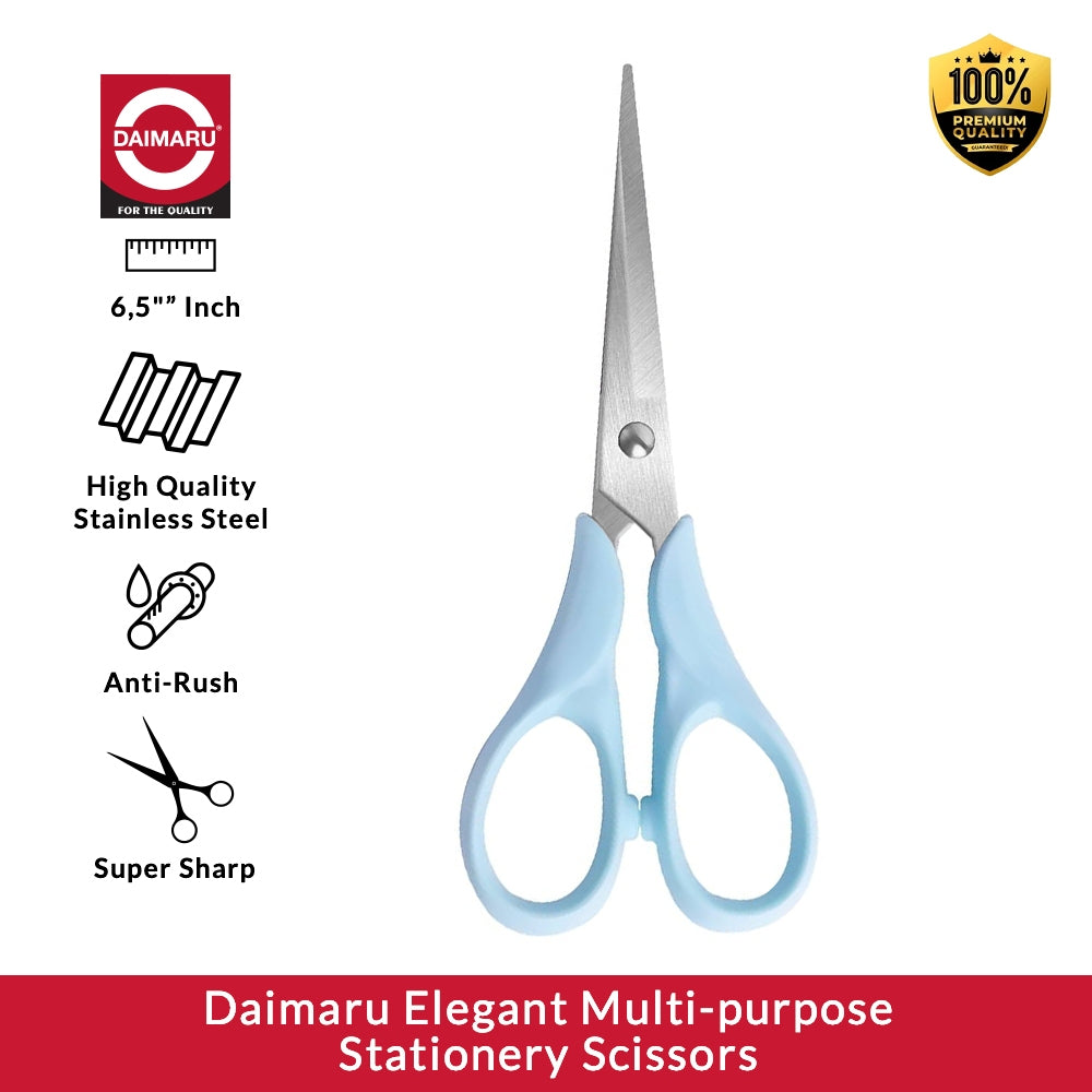 Daimaru Elegant Multi-purpose Stationery Scissor 6,5 inch Gunting Baja Stainless Steel Anti-Rush Super Tajam Alat Tulis Elegan dan Praktis