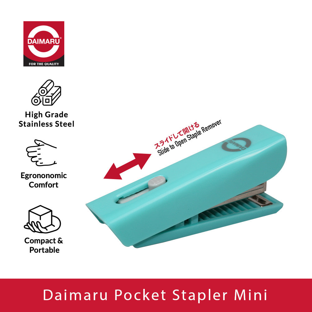 Daimaru Pocket Stapler Mini 2in1 with Remover Staples Kecil Portabel Praktis (Free Staples No. 10)