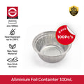 Daimaru Aluminium Foil Tray Round 100ml Food Grade Disposable Baking & Takeaway Container