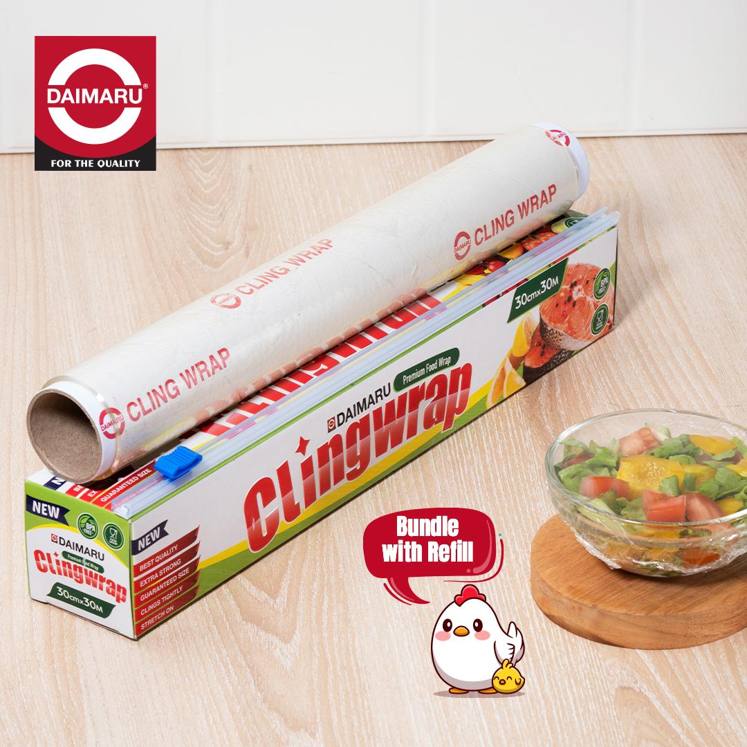 Daimaru Cling Wrap Food Grade 30cm x 30M dengan Refill Bundling Set Plastik Pembungkus Aman Ramah Lingkungan Jaga Kesegaran Makanan Fleksibel Non-Toxic Material