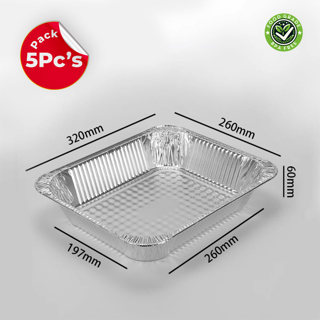 Daimaru Aluminium Foil Tray 3500ml 20 Pack 5Pcs/Pack Wadah Aluminium Besar Jumbo Tahan Panas Catering