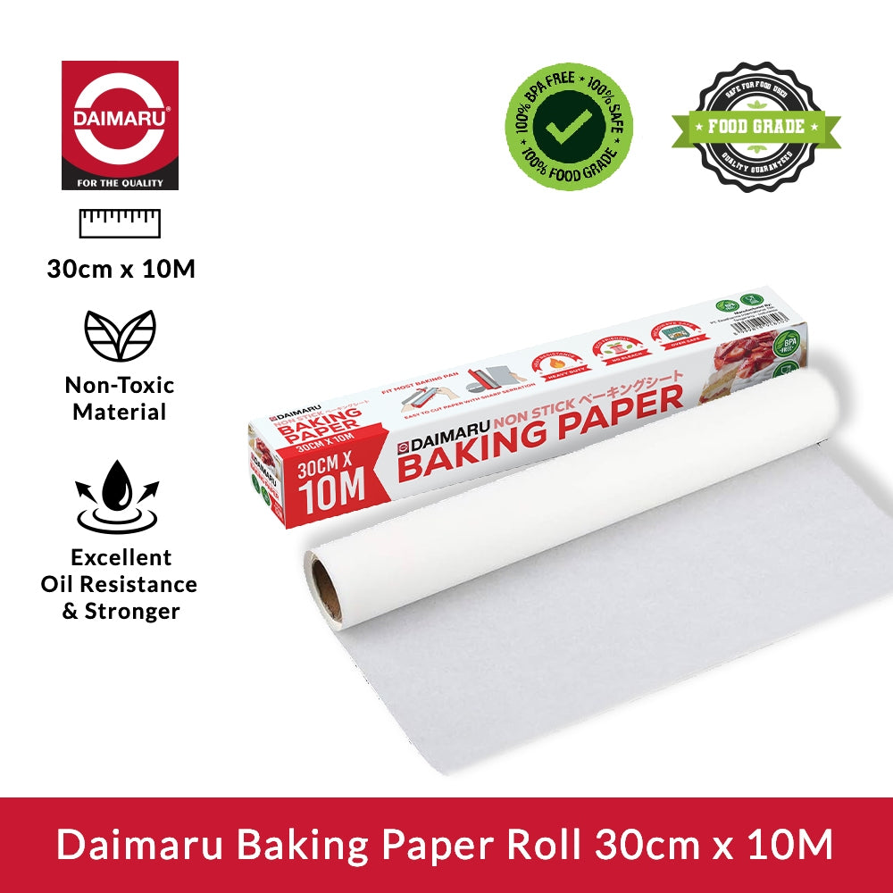 Daimaru Baking Paper Roll 30cm & 45cm x 10M Kertas Roti Anti Lengket Food Grade Multifungsi untuk Dapur dan Kitchenware