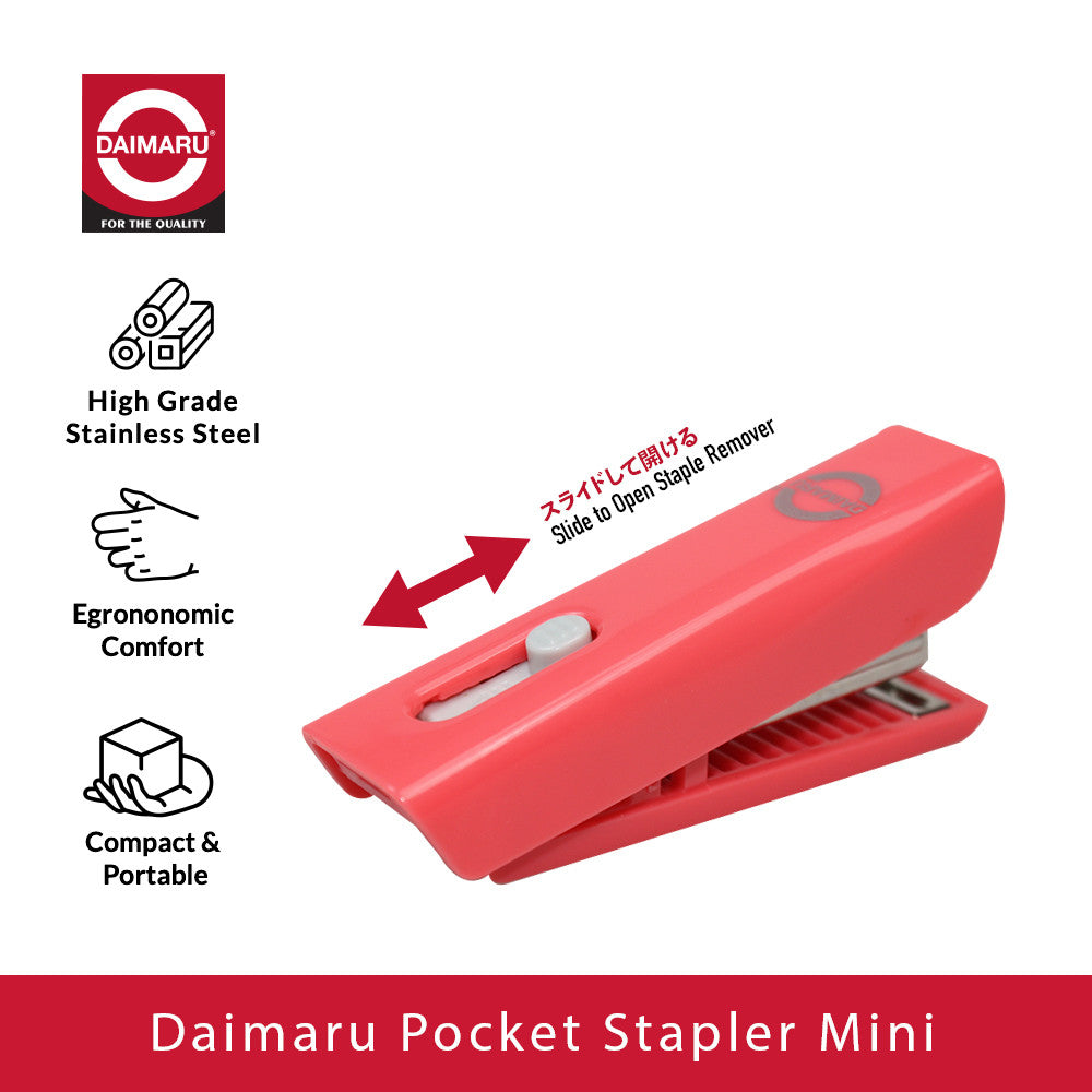 Daimaru Pocket Stapler Mini 2in1 with Remover Staples Kecil Portabel Praktis (Free Staples No. 10)