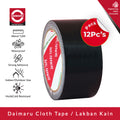 Daimaru Cloth Tape Black 48mm x 12M Lakban Kain Hitam Kuat Tahan Air untuk Kargo dan Penjilidan Buku 12Pcs
