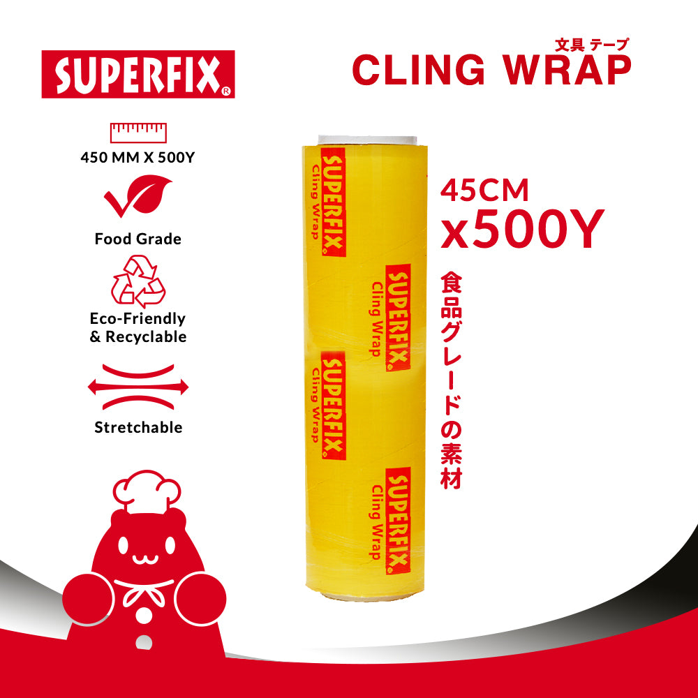 Superfix Cling Wrap Food Grade 45cm x 500Y Plastik Wrapping Makanan Katering Jumbo Stretchable