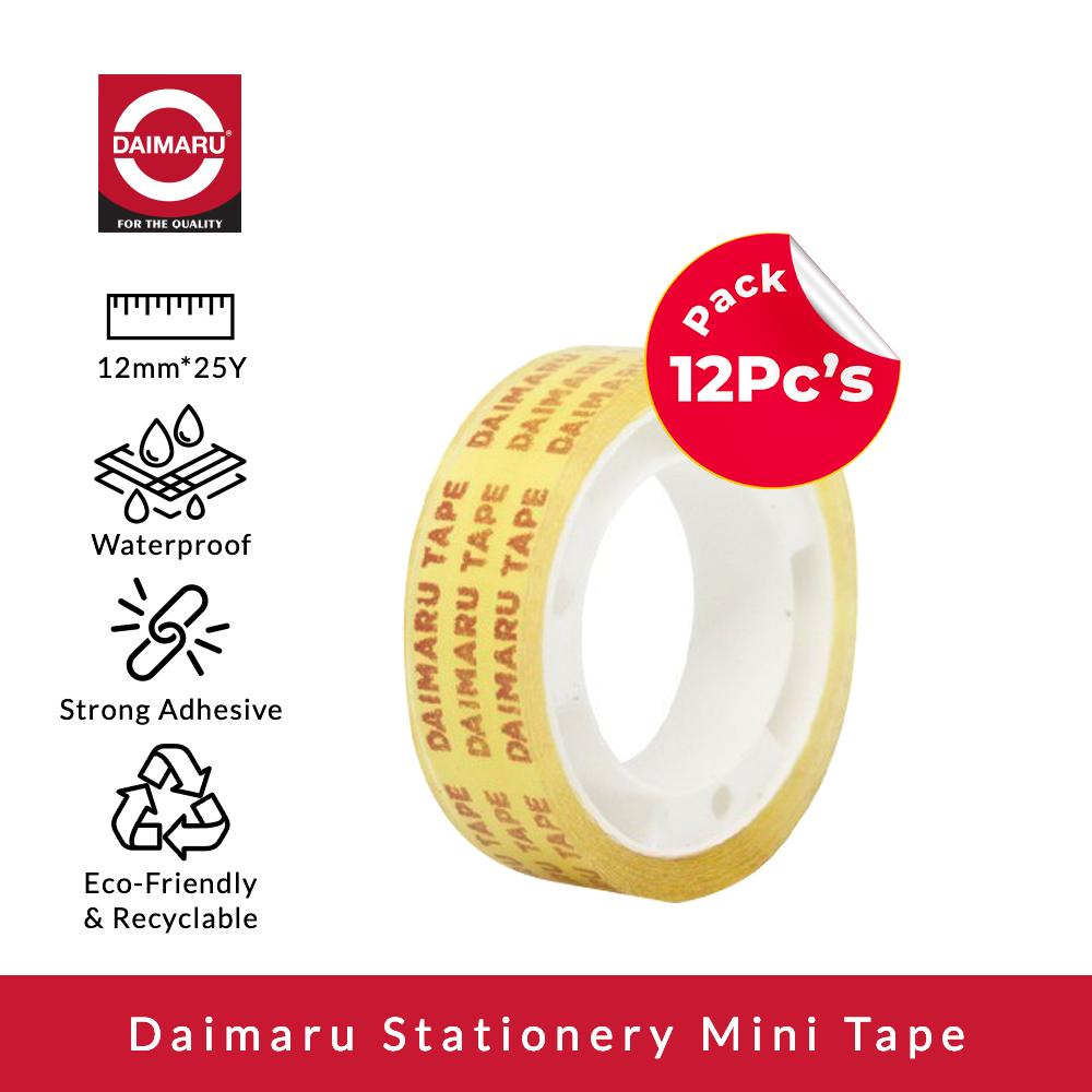 Daimaru Mini Selotip Transparent 12mm x 25Y Isi 12 pcs OPP Tape Single Side Adhesive Bening untuk Rumah Tangga & Kantor