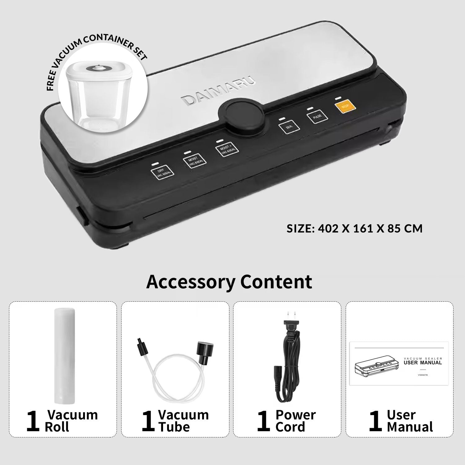 Daimaru Vacuum Sealer All in 1 – Mesin Vacuum Sealer Otomatis dengan Built-in Cutter & Roll Storage