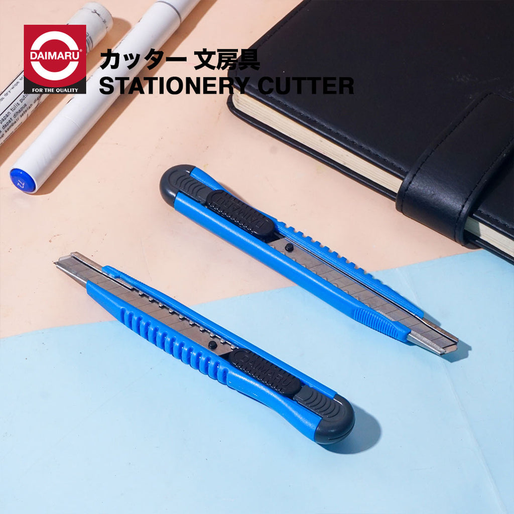 Daimaru Stationery Cutter 9mm Auto Lock Cutter Serbaguna Presisi untuk Kantor, Sekolah & Rumah