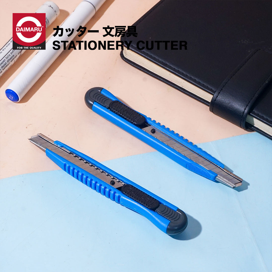 Daimaru Stationery Cutter 9mm Auto Lock Cutter Serbaguna Presisi untuk Kantor, Sekolah & Rumah