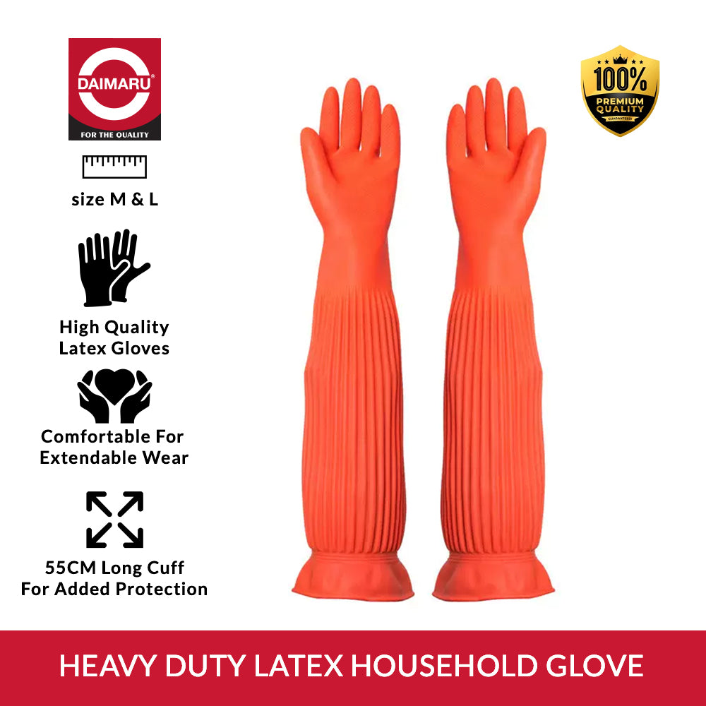 Daimaru Sarung Tangan Karet Cuci Piring & Industri Panjang 55cm Heavy Duty Latex Gloves