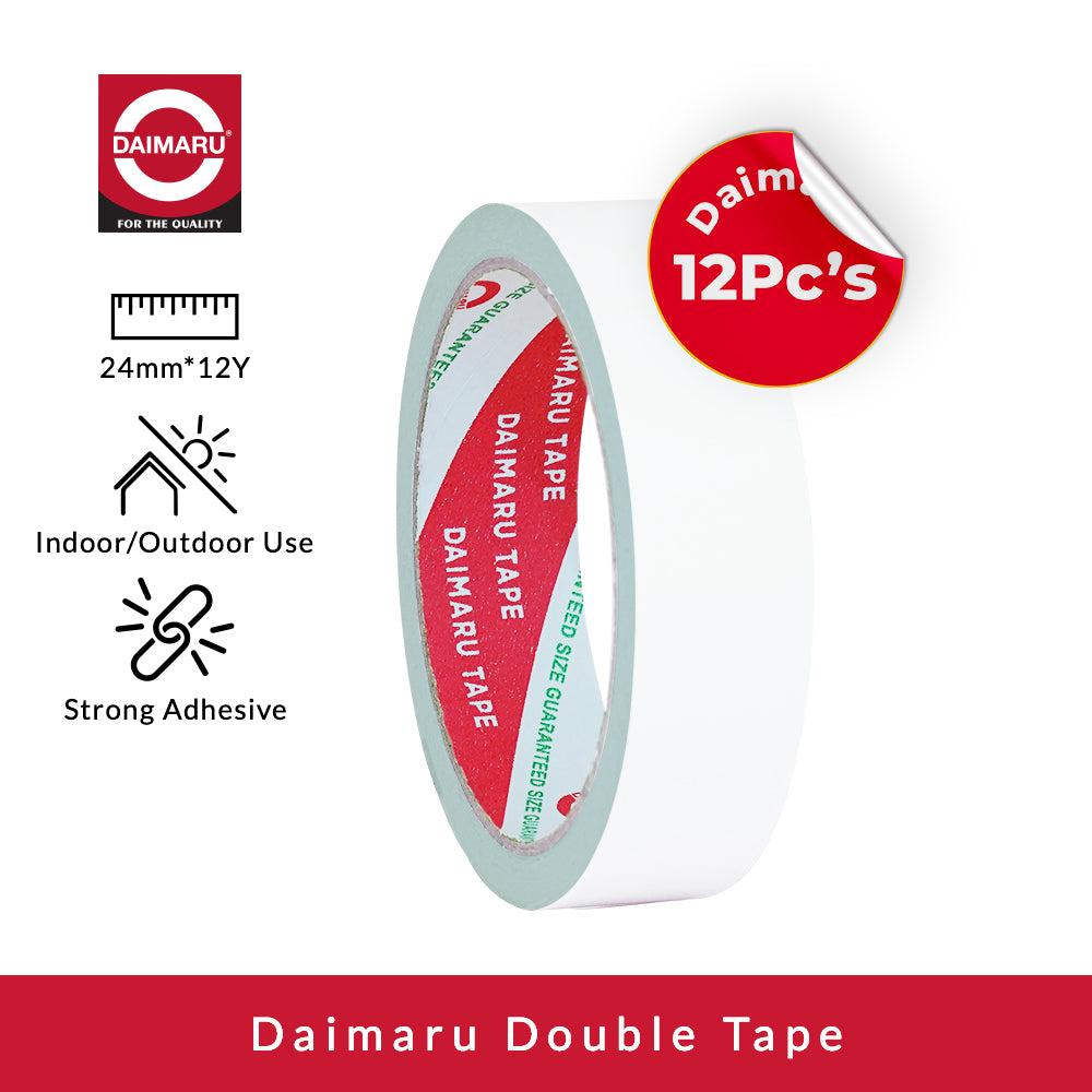 Daimaru Double Tape 24mm x 12Y isi 12 Pcs Lem Double Side Adhesive Ringan Tidak Merusak Kertas untuk Menyambung Kertas Segel Amplop