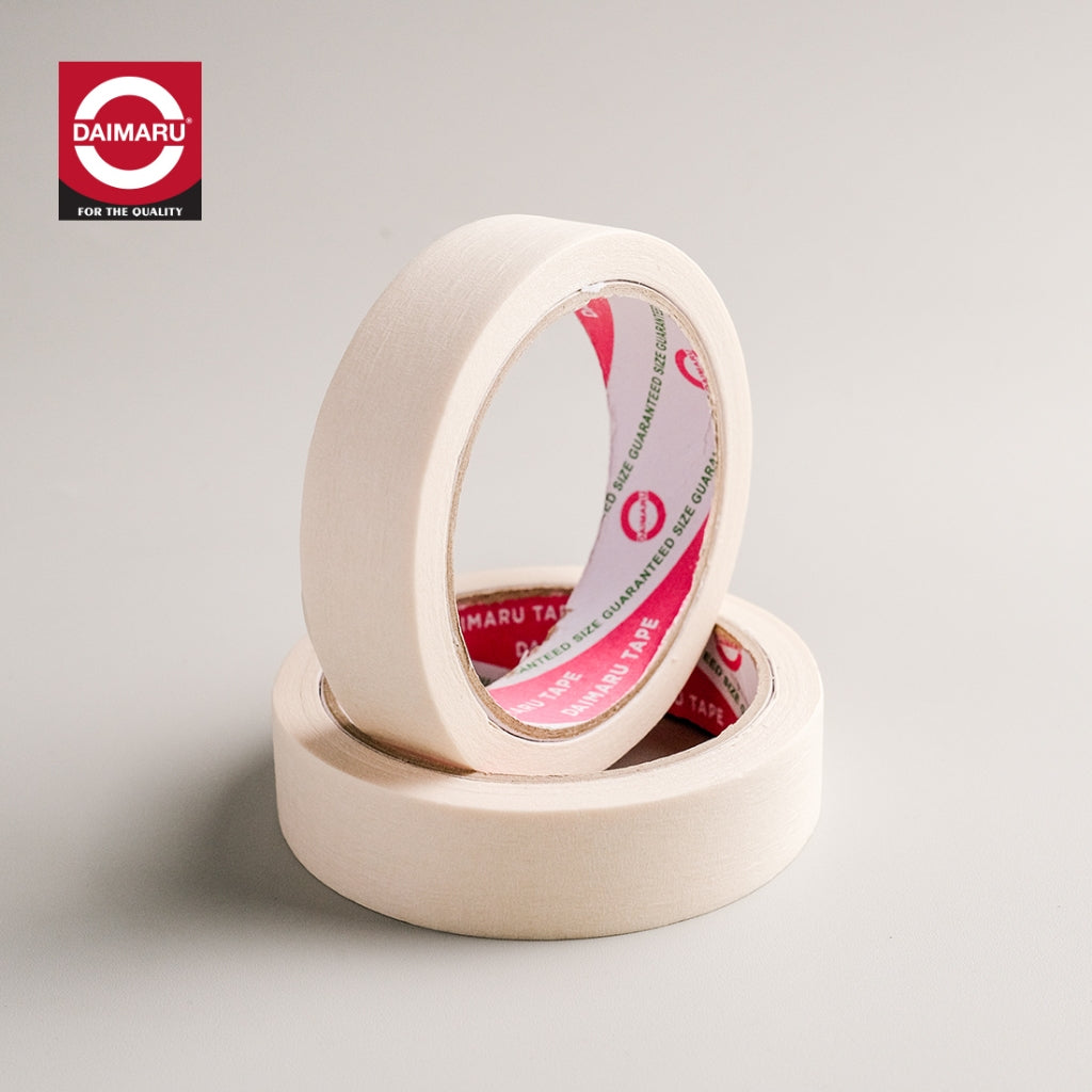 Daimaru Masking Tape Lakban Kertas Warna Cream 24 mm x 21 meter 12Pcs Tidak Merusak Cat, Mudah Dilepas, Cocok untuk Otomotif Dekorasi