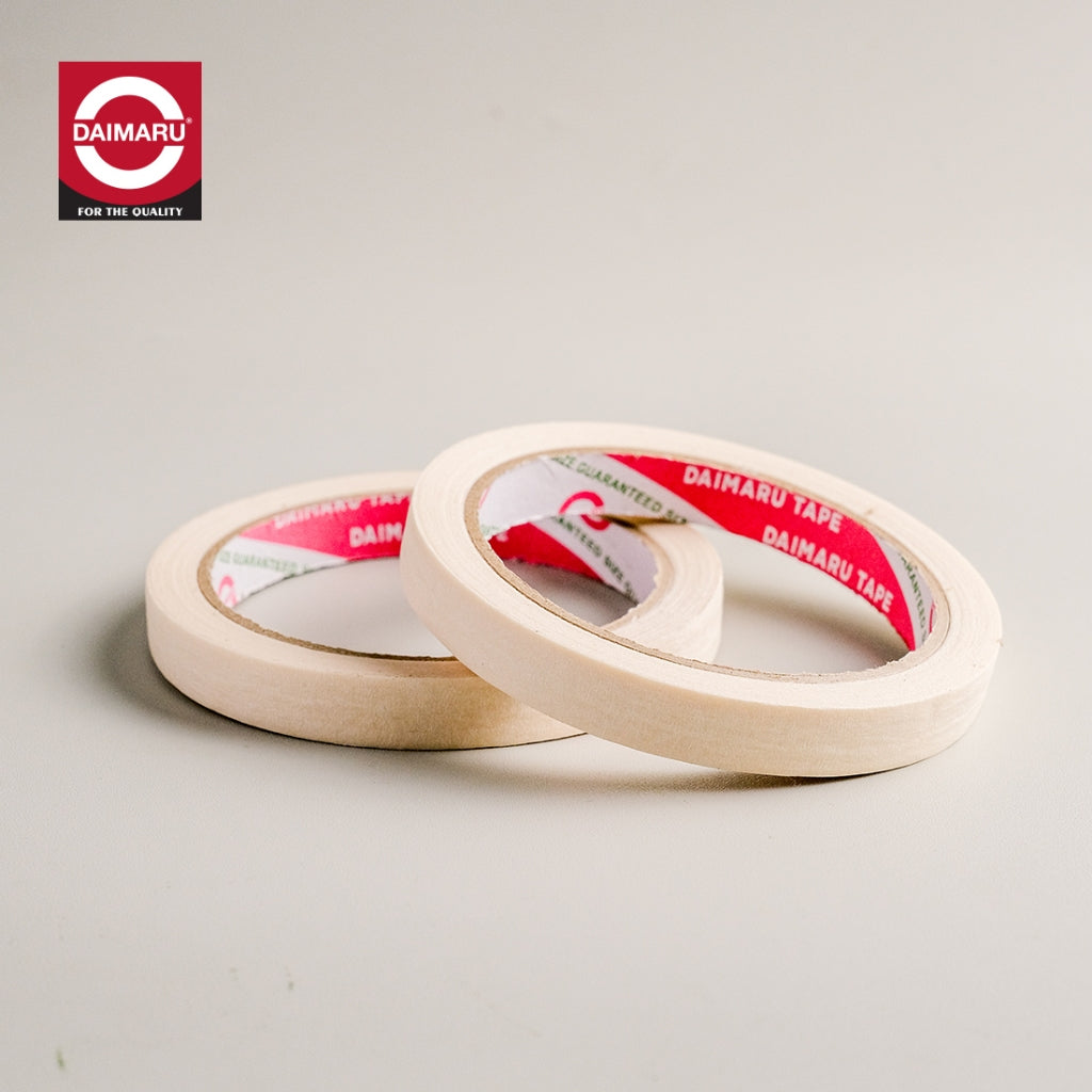 Daimaru Masking Tape Lakban Kertas Cream 12mm x 21M Single Side Adhesive Tahan Air untuk Pengecatan Mobil dan Stiker Waterproof Tidak Merusak Permukaan