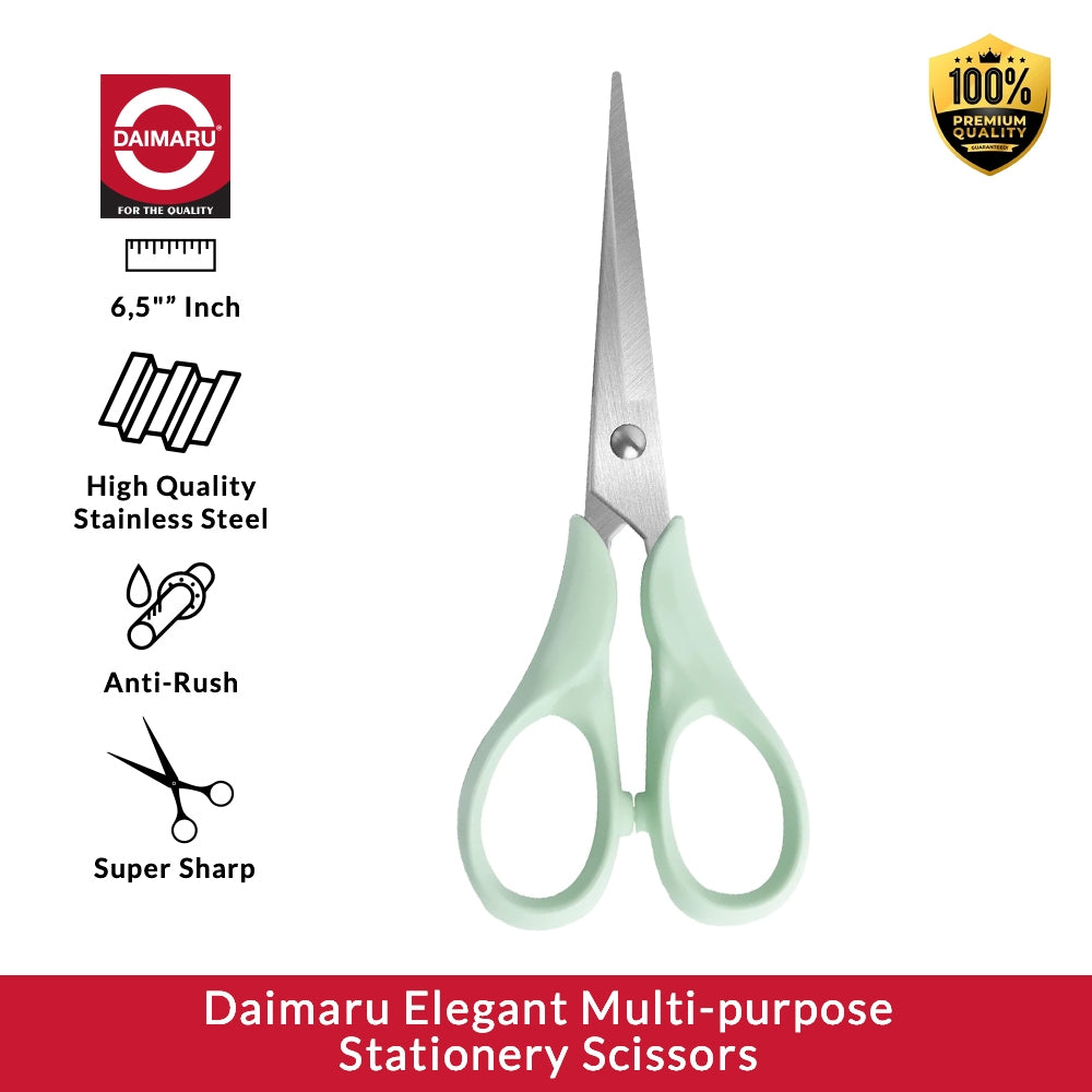 Daimaru Elegant Multi-purpose Stationery Scissor 6,5 inch Gunting Baja Stainless Steel Anti-Rush Super Tajam Alat Tulis Elegan dan Praktis