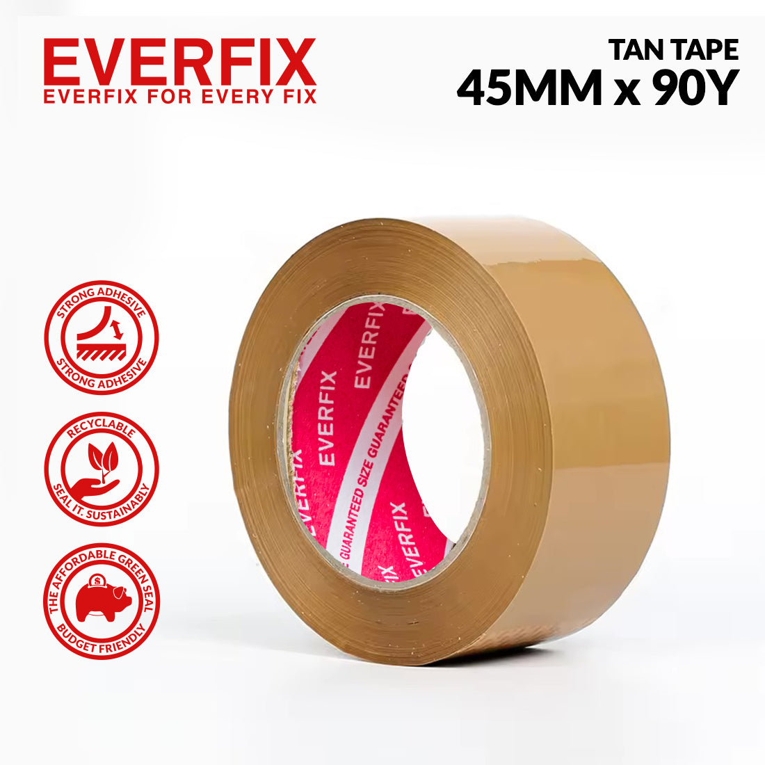 EVERFIX Lakban Coklat 45mm x 90Y OPP Tan Kuat Tahan Lama Harga Hemat Recyclable