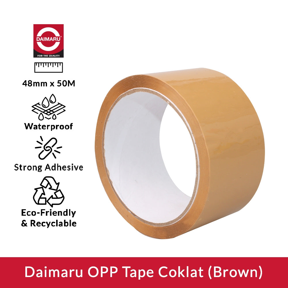 Daimaru OPP Brown Tape 48mm x 50M Waterproof Strong Adhesive Eco-Friendly & Recyclable Lakban Coklat