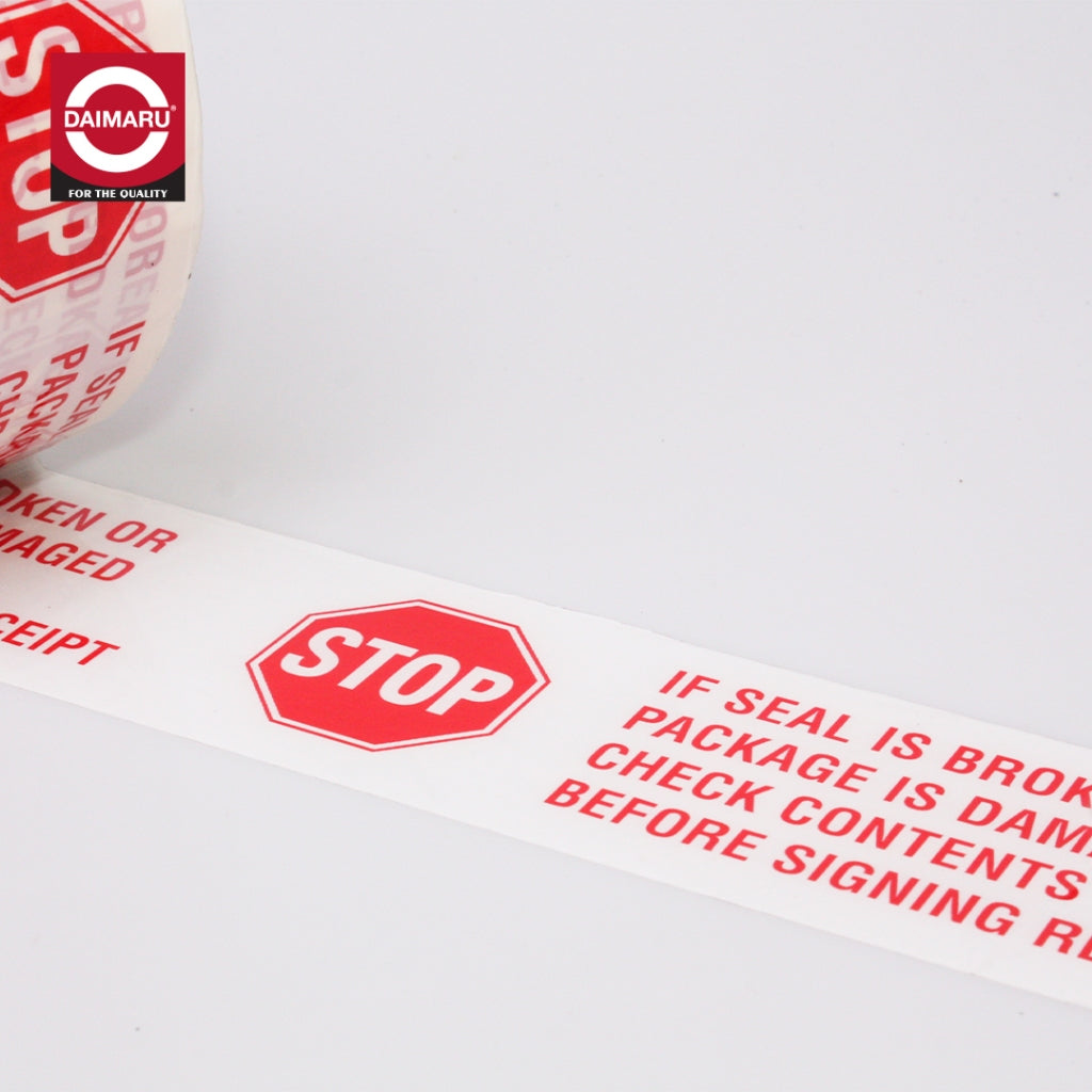 Daimaru OPP Printed Tape Lakban Stop Warna Putih 48mm x 100M