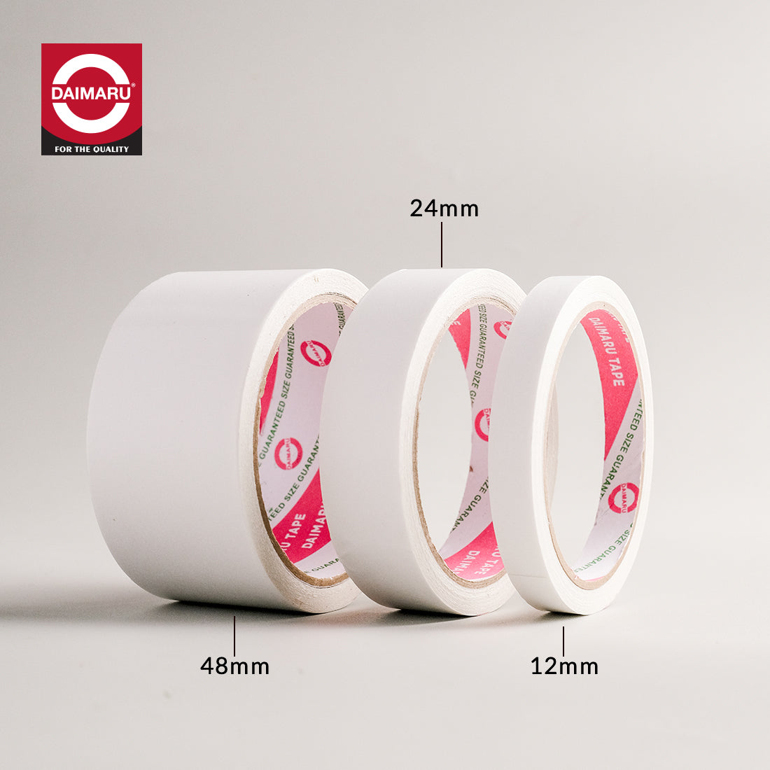 Daimaru Double Tape 12mm x 12Y Lem Kertas Kuat Tidak Merusak Bahan Cocok untuk Menyambung Kertas Penempel Kulit Tas Segel Amplop