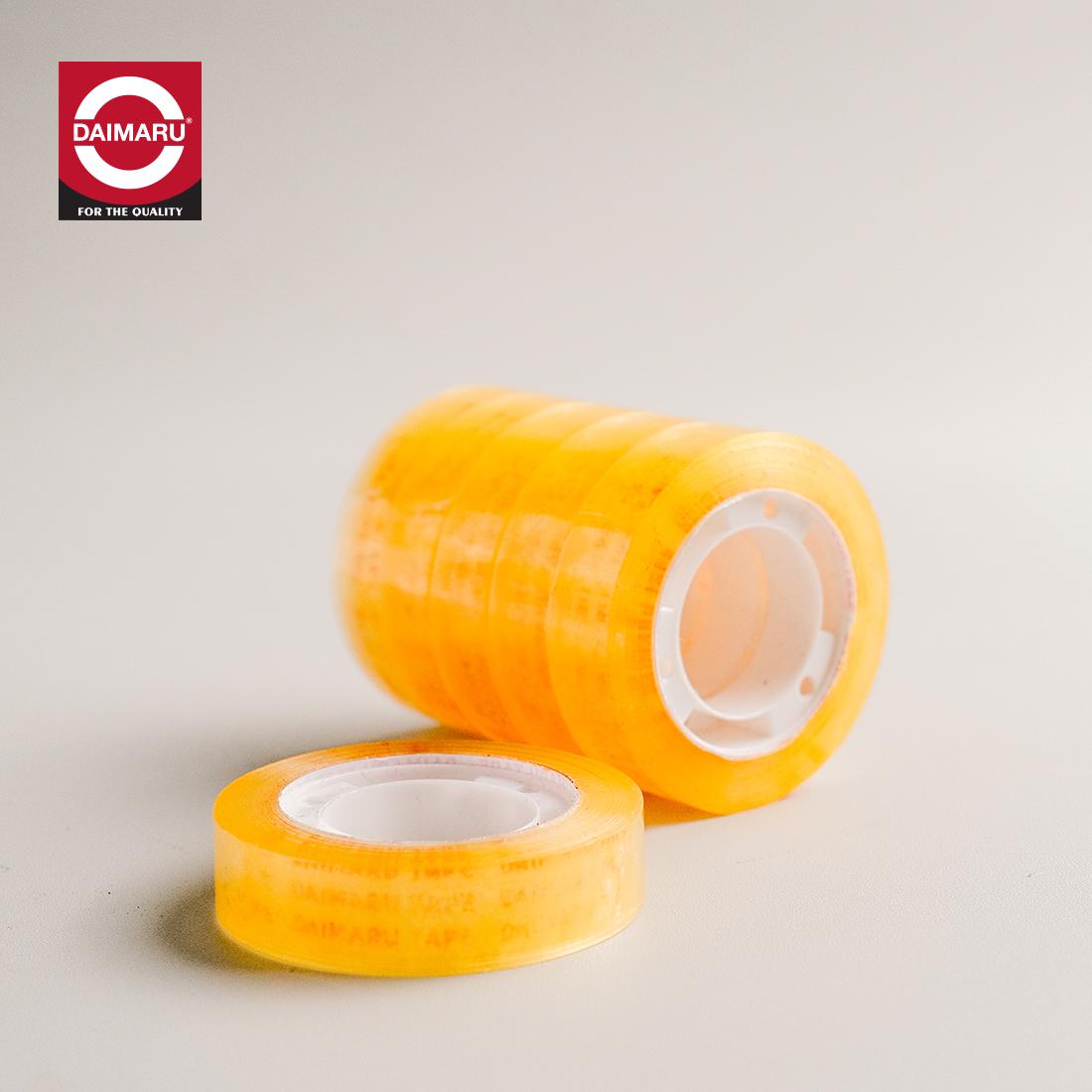 Daimaru Mini Selotip Transparent 12mm x 25Y Isi 12 pcs OPP Tape Single Side Adhesive Bening untuk Rumah Tangga & Kantor