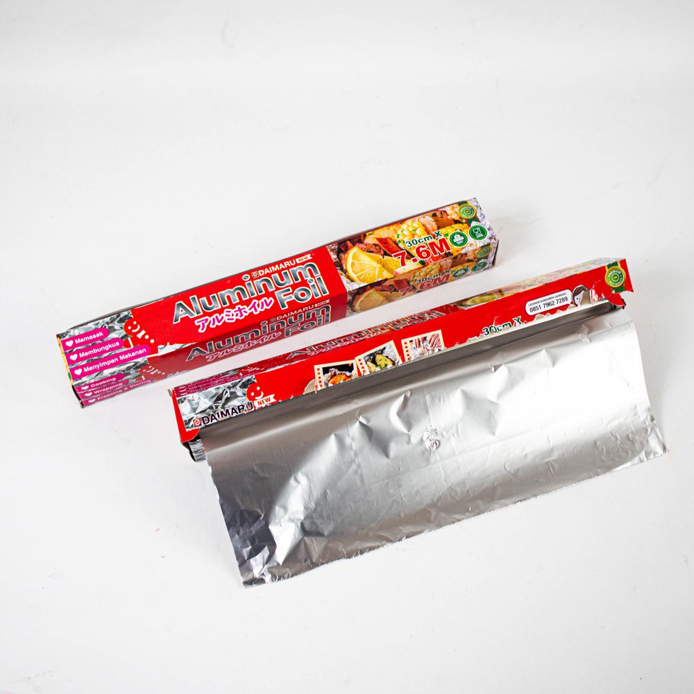 Daimaru Aluminium Foil 30cm x 7,6M untuk BBQ Grill dan Storing Leftovers - Food Grade Non Stick Surface Non Toxic Material