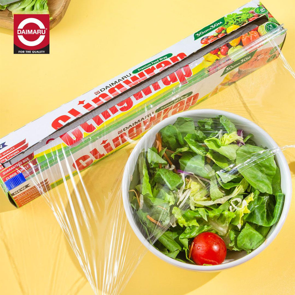 Daimaru Cling Wrap Food Grade 30cm x 30M Microwave Safe Plastik Pembungkus Aman Ramah Lingkungan dengan Pisau Zip Safe