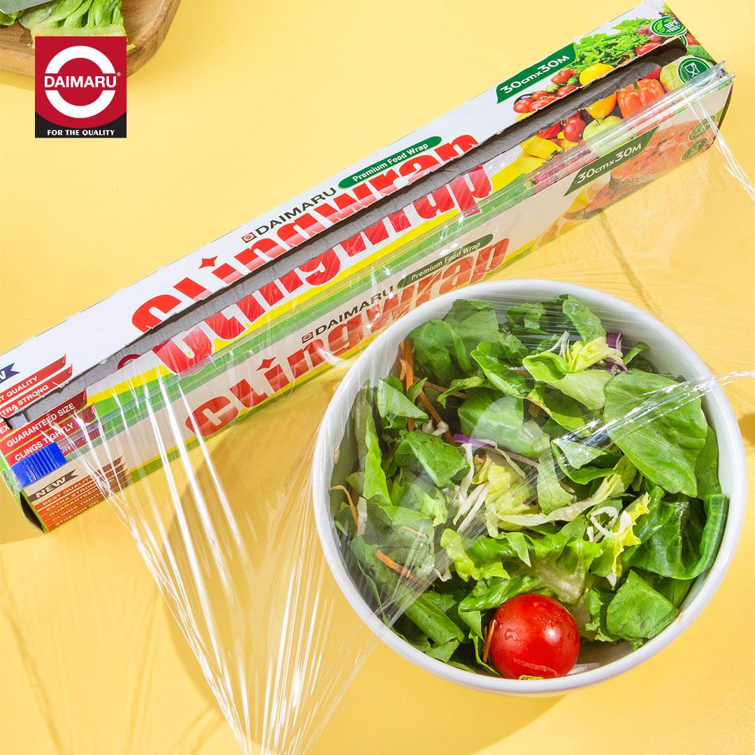Daimaru Cling Wrap Food Grade 30cm x 30M Microwave Safe Plastik Pembungkus Aman Ramah Lingkungan dengan Pisau Zip Safe