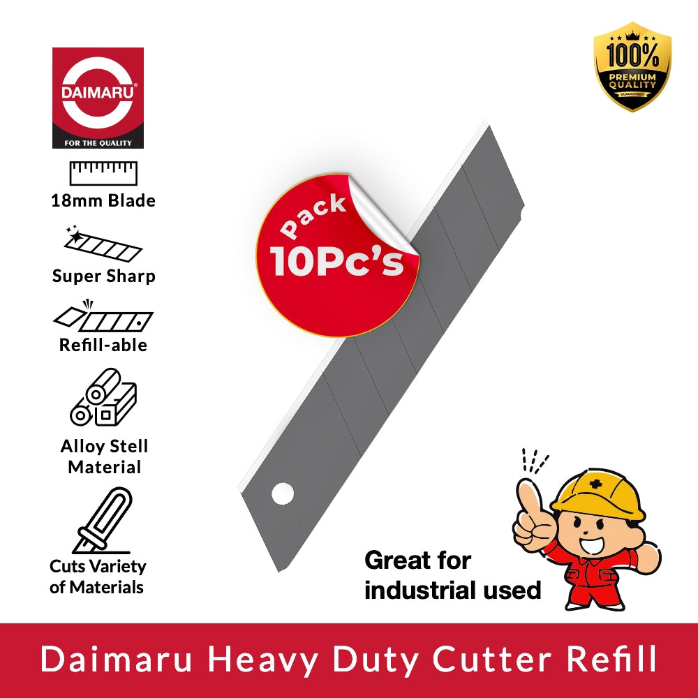 Daimaru Heavy Duty 18mm Cutter Refill 1 Pack, 10 Pcs