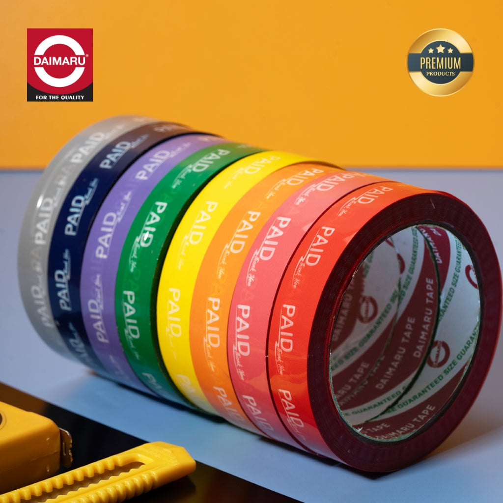 Daimaru Tape Segel PAID THANK YOU 19mm x 50M 8Pcs (Semua Warna, 8 Warna)