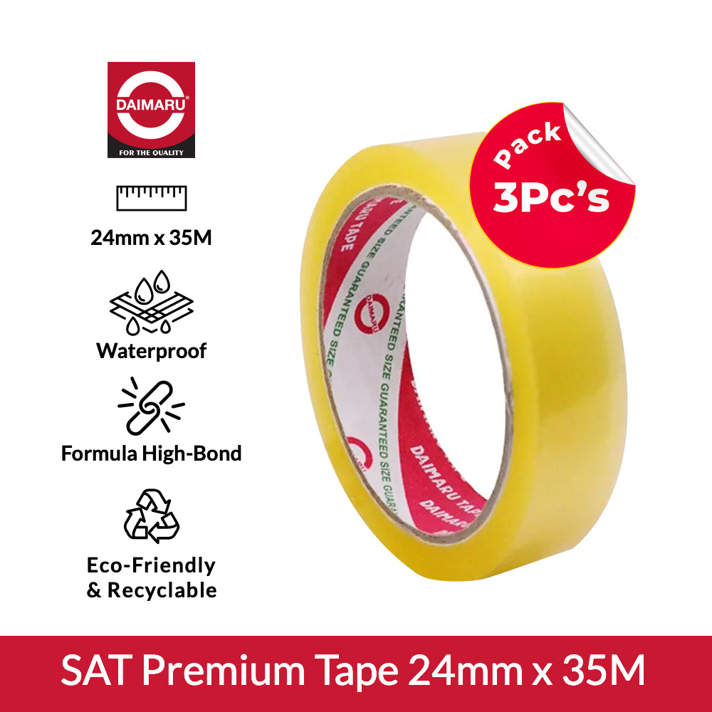DAIMARU SAT Premium Stationery Tape 24mm x 35m 3PCS Lakban Bening Serbaguna