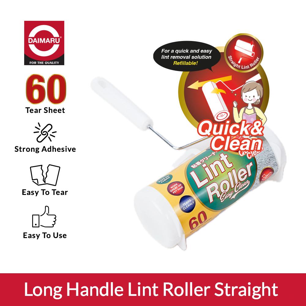 Daimaru Long Handle Lint Roller 90 Sheet 16cm Rambut Debu Refillable Quick Clean dengan Lembar Perekat Kuat Mudah Diganti dan Gagang Ergonomis