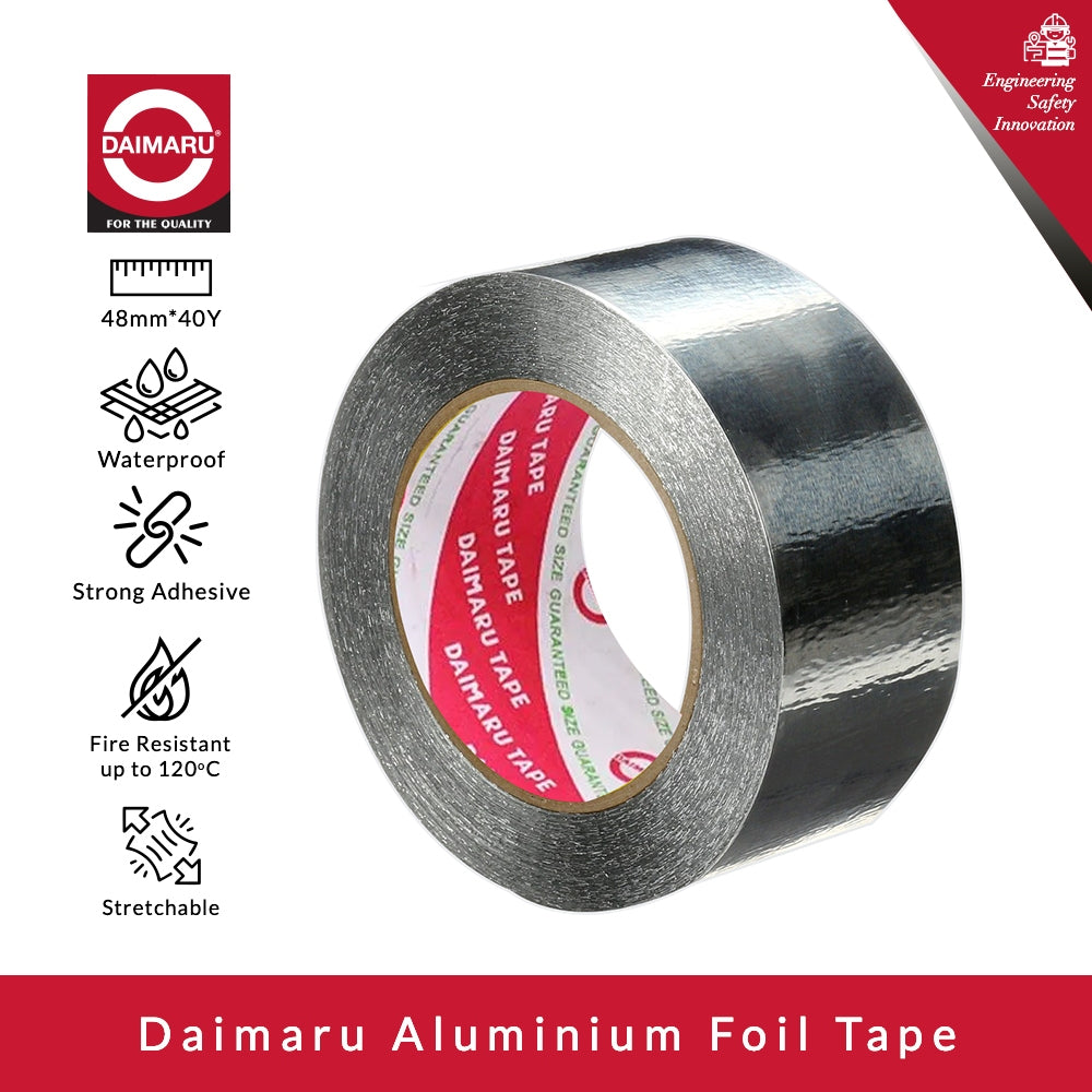 Daimaru Aluminium Tape 48mm x 40Y Tahan Air & Api hingga 120C Kuat Fleksibel Ideal untuk Konstruksi & DIY