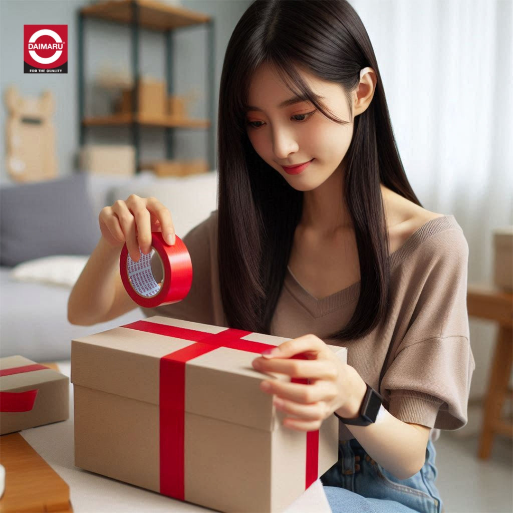 Daimaru OPP Tape Red 48mm x 90Y Lakban Plastik Merah Waterproof Strong Adhesive Eco-Friendly Recyclable Color Pigmented