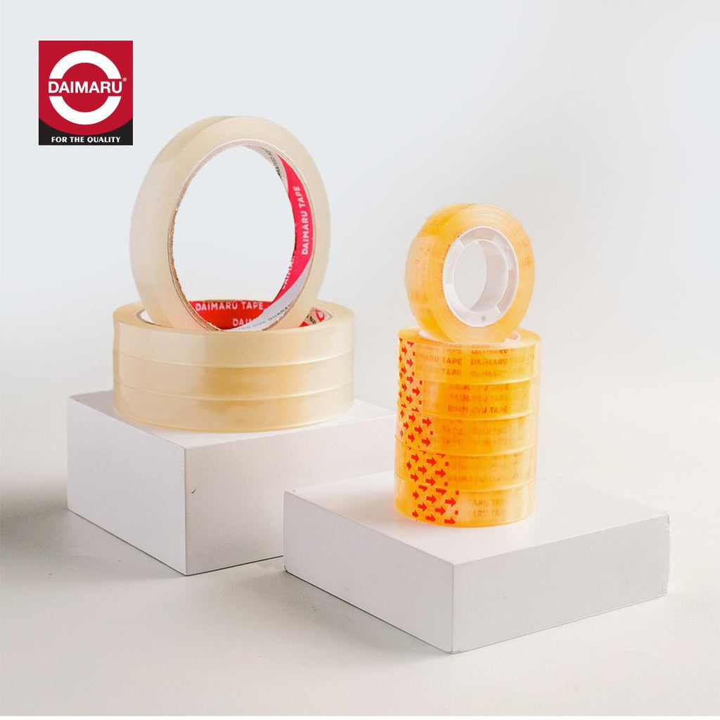Daimaru Mini Selotip Transparent 12mm x 25Y Isi 12 pcs OPP Tape Single Side Adhesive Bening untuk Rumah Tangga & Kantor