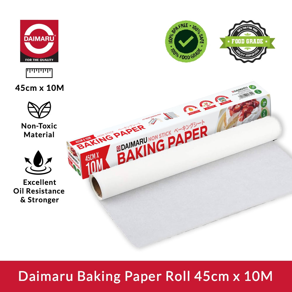 Daimaru Baking Paper Roll 30cm & 45cm x 10M Kertas Roti Anti Lengket Food Grade Multifungsi untuk Dapur dan Kitchenware