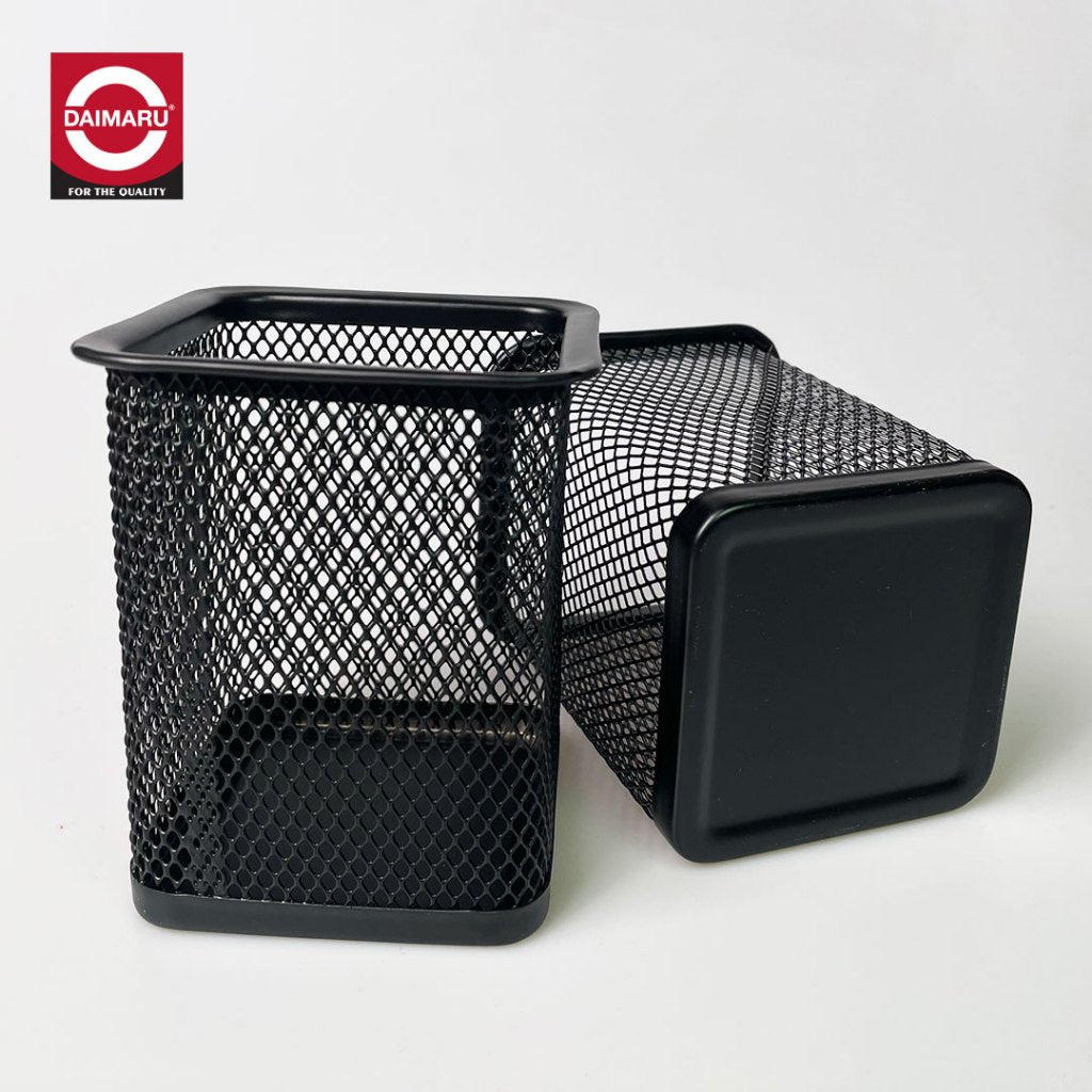 Daimaru Rectangular Mesh Metal Black Pencil Holder Tempat Pencil Besi Metal High quality