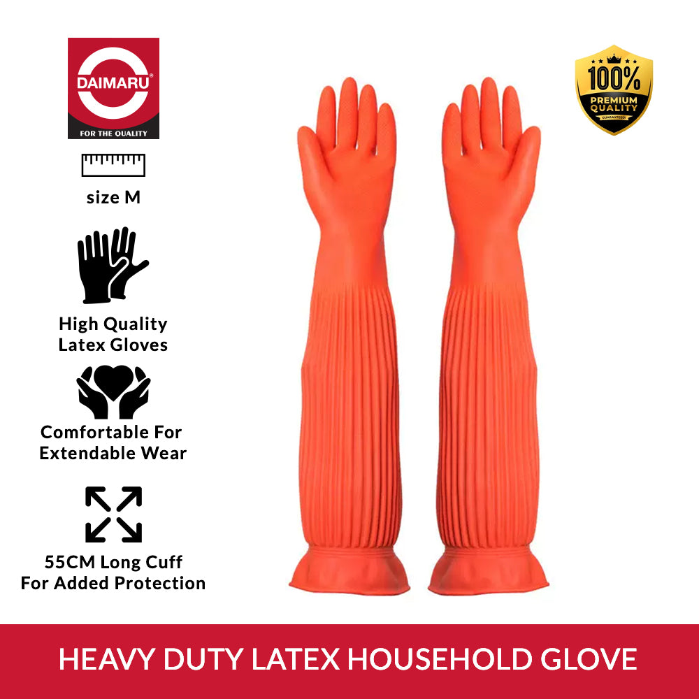 Daimaru Sarung Tangan Karet Cuci Piring & Industri Panjang 55cm Heavy Duty Latex Gloves