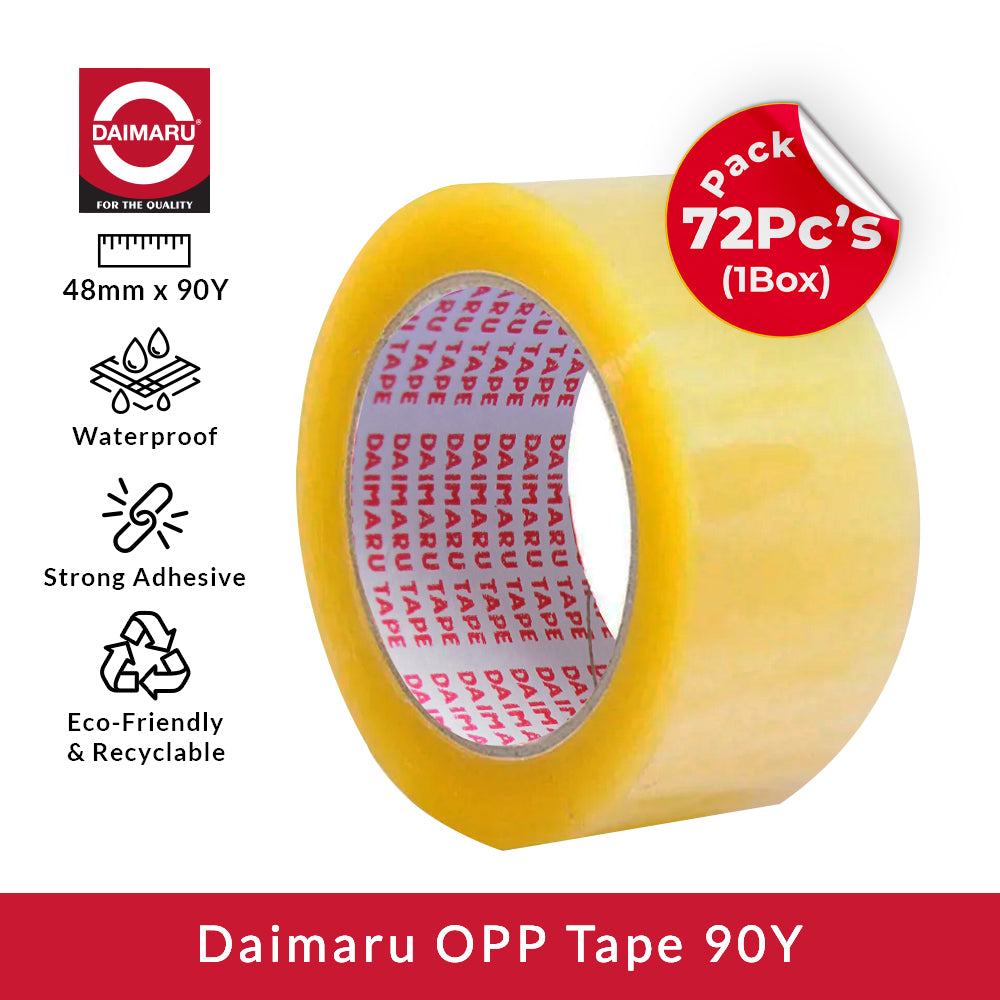 Daimaru OPP Transparent Tape 48mm x 90Y Lakban Bening 72Pcs Pengepakan Barang Segel Dus Pengikat Rumah Tangga Kantor