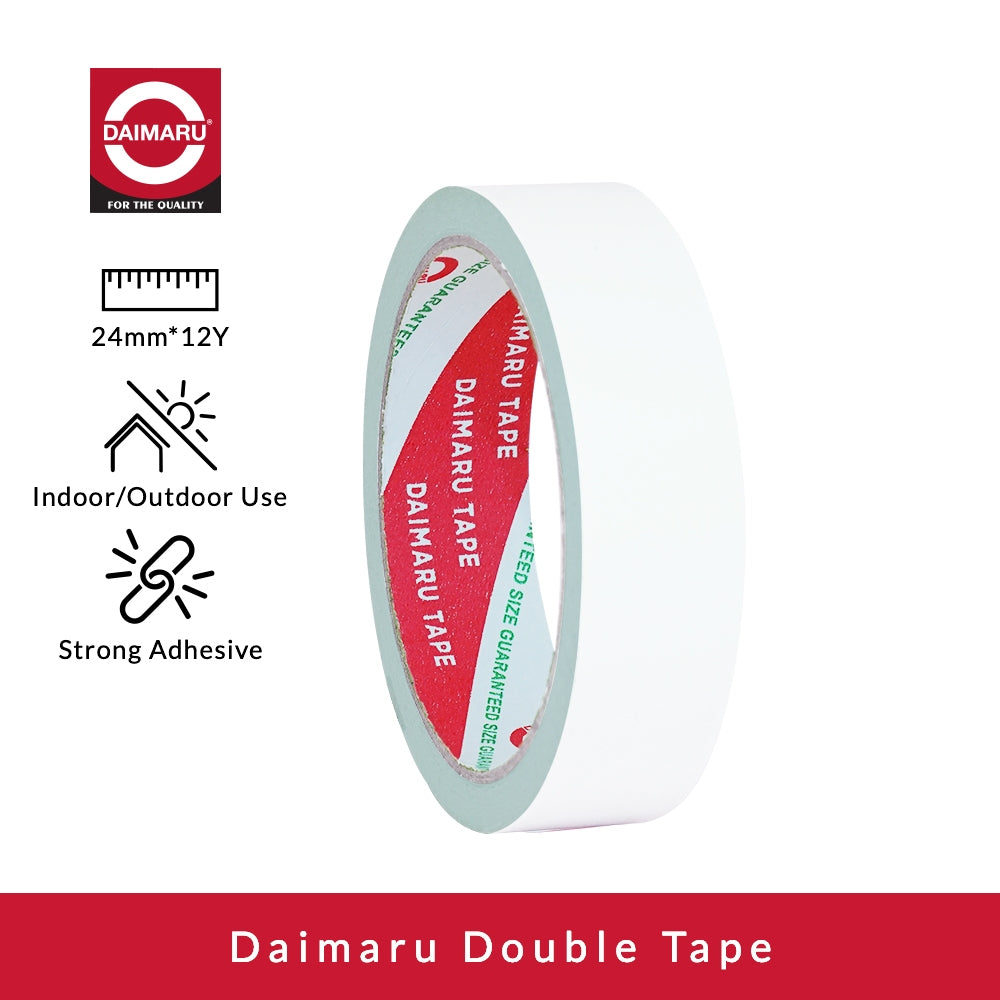 Daimaru Double Tape 24mm x 12Y Lem Double Side Adhesive Ringan Tidak Merusak Kertas untuk Menyambung Kertas Segel Amplop