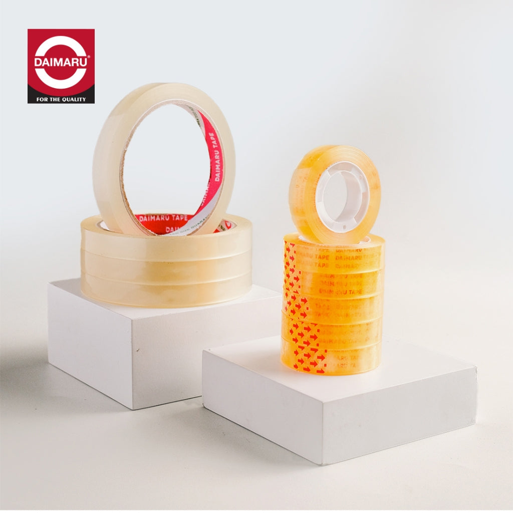 Daimaru Mini Selotip Transparent 12mm x 10Y Isi 12 pcs Adhesive Satu Sisi Bening untuk Rumah & Kantor Dengan Daya Rekat Kuat dan Desain Compact