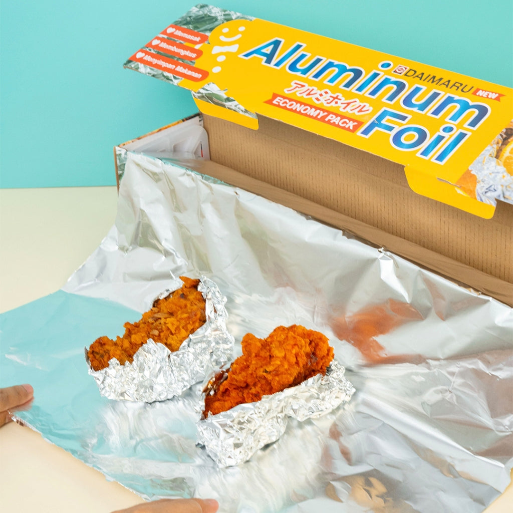 Daimaru Aluminium Foil Economy Pack 45cm x 150M tahan panas hingga 200°C, bahan aman non-toksik dan anti lengket, cocok untuk dapur, restoran, dan Horeca.