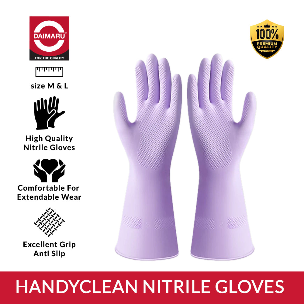 Daimaru Handyclean Gloves Sarung Tangan Nitrile Anti Alergi Sekali Pakai Kuat Tahan Minyak Size M L