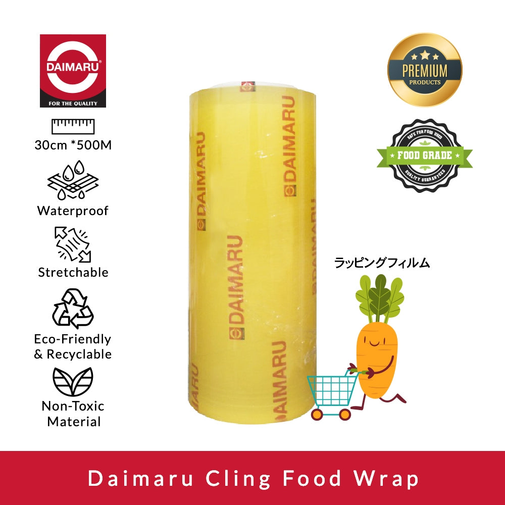 Daimaru Cling Wrap 30cm X 500M Tebal 12 Micron Food Grade Plastik Transparan Aman untuk Makanan dan Sayuran
