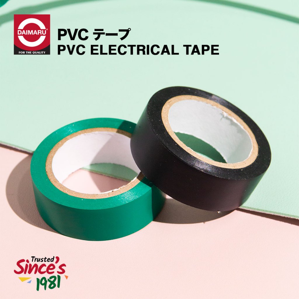 Daimaru PVC Insulation Tape Black 19mm x 10M Isolasi Listrik Hitam Kualitas Unggul Tahan Suhu & Kelembapan untuk Industri dan Rumah Tangga