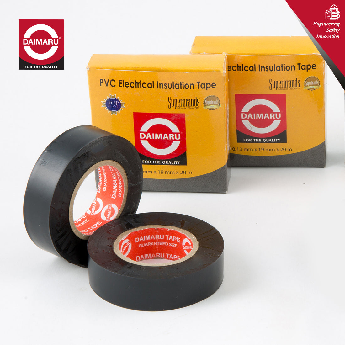 Daimaru PVC insulation tape HITAM 19mm x 20M Isolasi Listrik Kabel Heavy Duty Premium 600V Tahan Panas 80°C Tebal 0.13mm