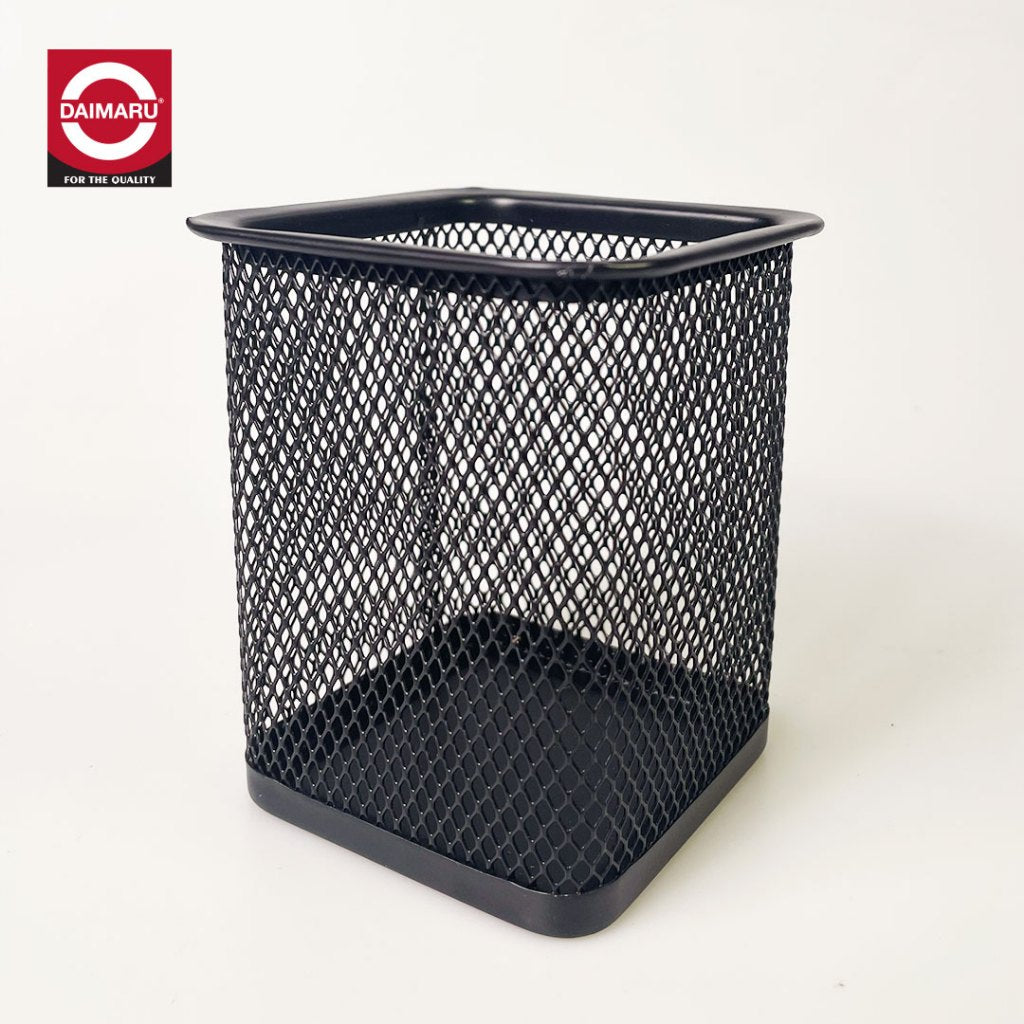 Daimaru Rectangular Mesh Metal Black Pencil Holder Tempat Pencil Besi Metal High quality