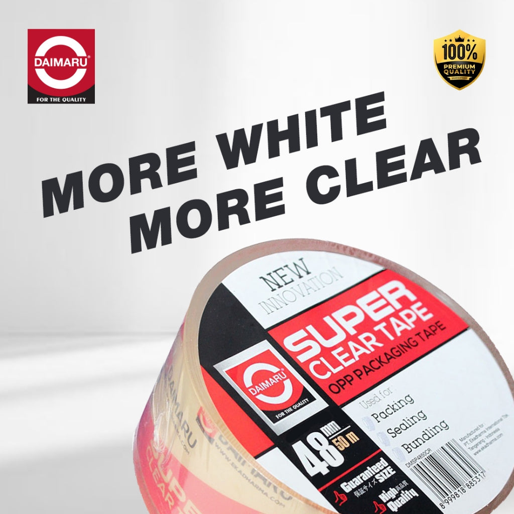 Daimaru OPP Lakban Bening Super Clear Tape 48mm x 50M Kualitas Terbaik Waterbase Non-toxic Material Eco-Friendly & Recyclable Lem Super Kuat