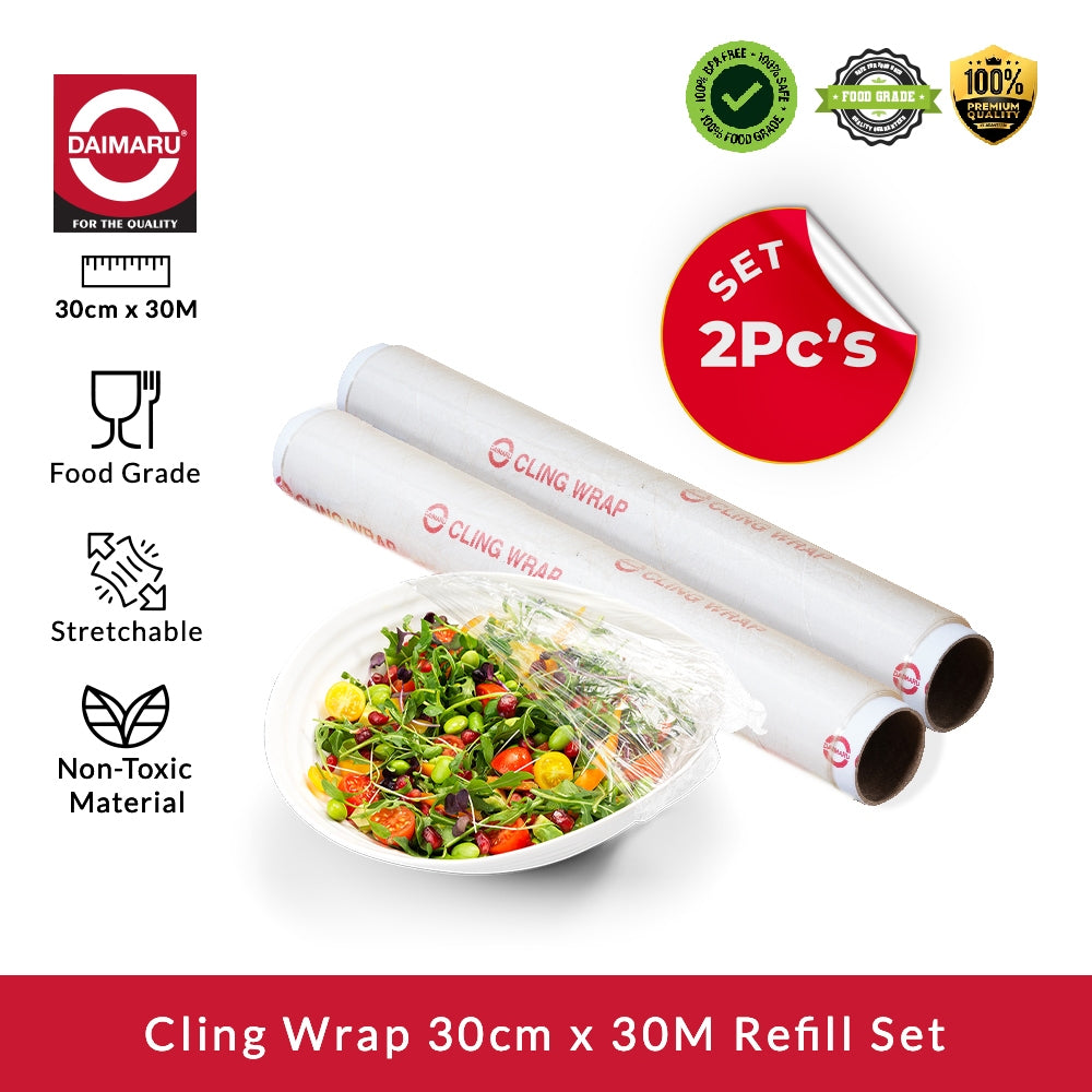Daimaru Cling Wrap Food Grade 30cm x 30M Refill 2Pcs Plastik Wrap Aman untuk Makanan