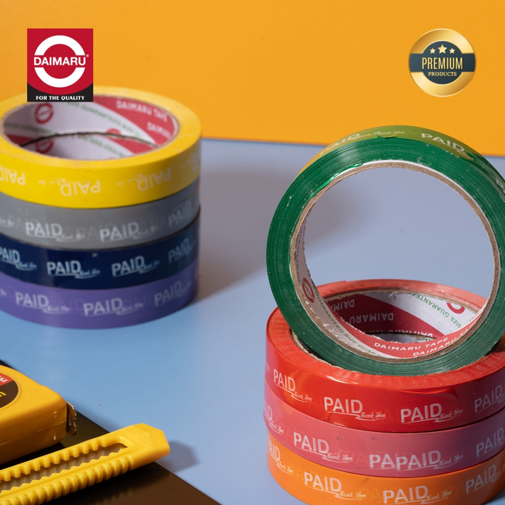 Daimaru Tape Segel PAID THANK YOU 19mm x 50M 1 Pcs Warna Random