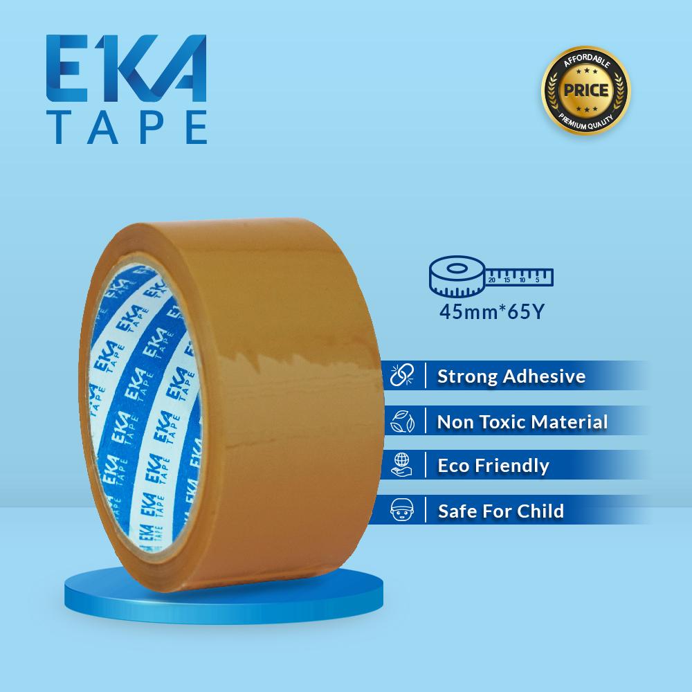 EKA Tape OPP TAN 45MM X 65Y Lakban Coklat Kualitas Mantap Daya Rekat Tinggi untuk Pengepakan Segel Dus dan Kebutuhan Rumah Tangga