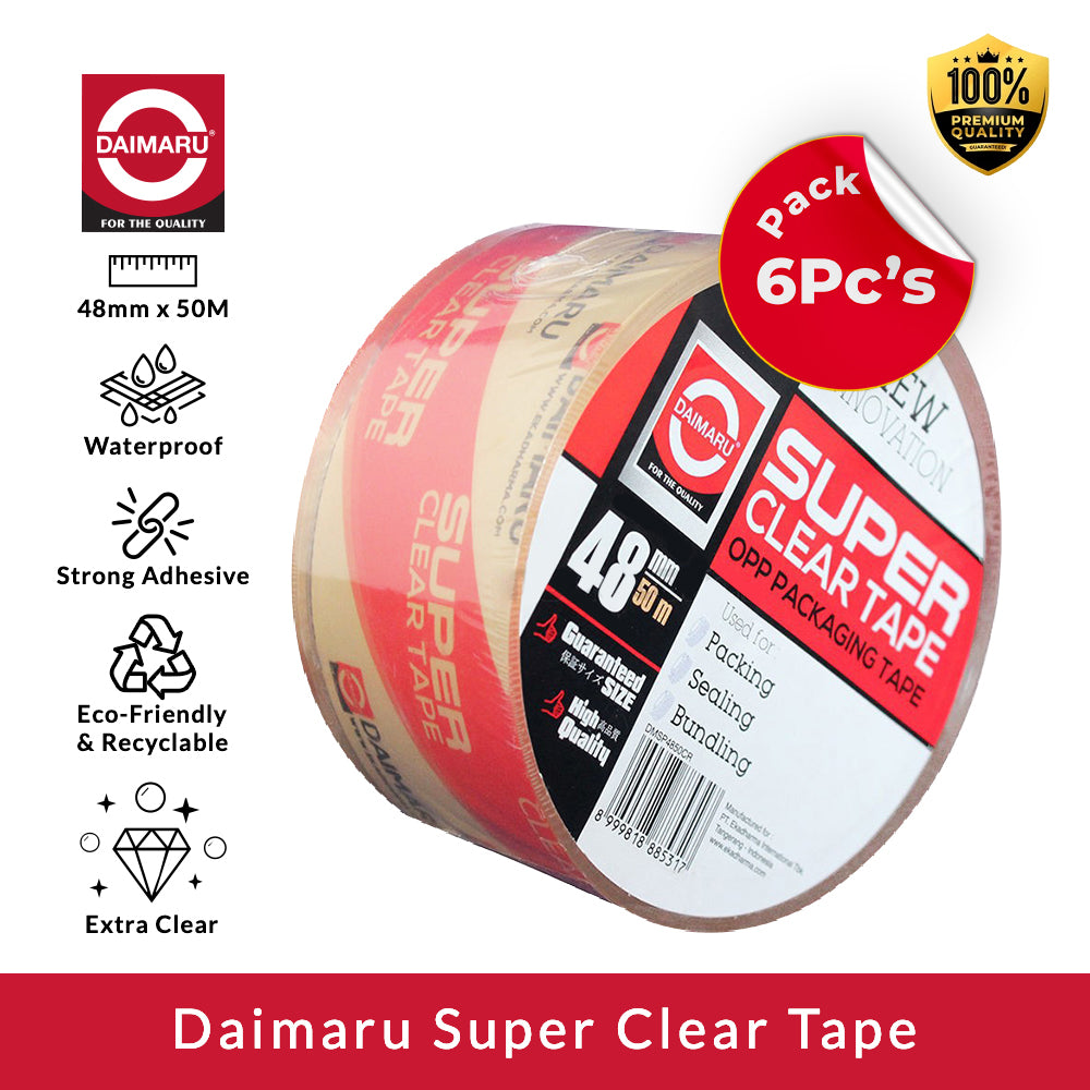 Daimaru OPP Lakban Bening Super Clear Tape 48mm x 50M 6 Pcs